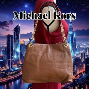 Michael Kors Jet Set Brown Leather Shoulder Bag